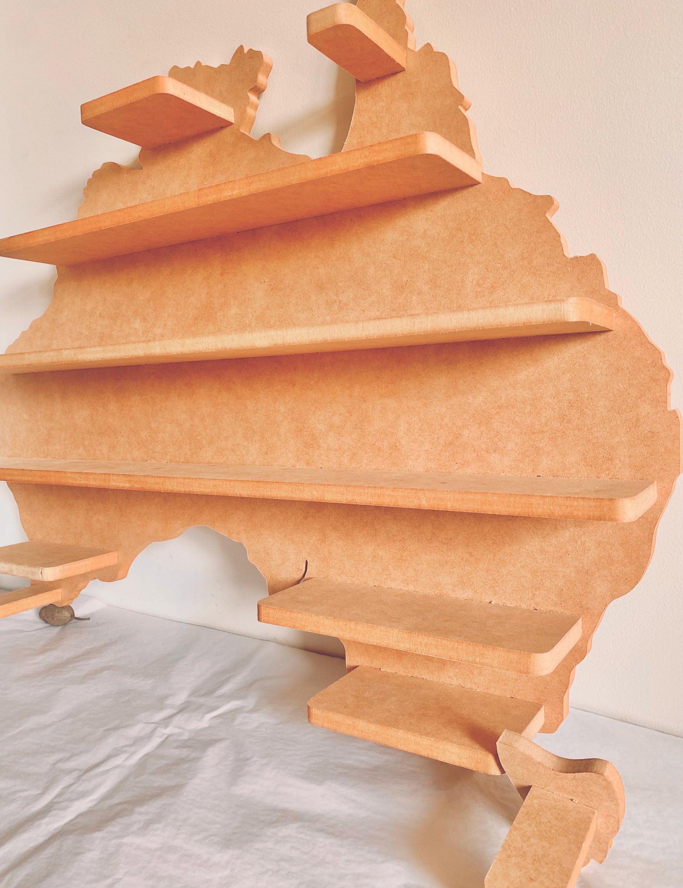 Natural Australian-shaped wall shelf, a stunning and functional home decor piece.
