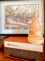 Natural Wooden Stacker: Customizable stacker with a personalized name option.