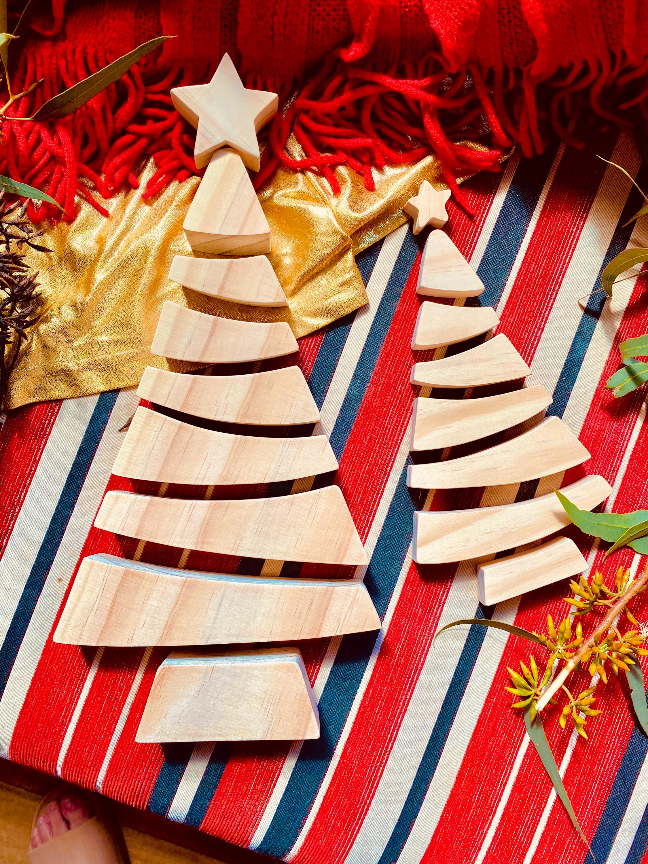 8-piece christmas tree puzzle: wooden stacker puzzle for festive holiday activities and decor.