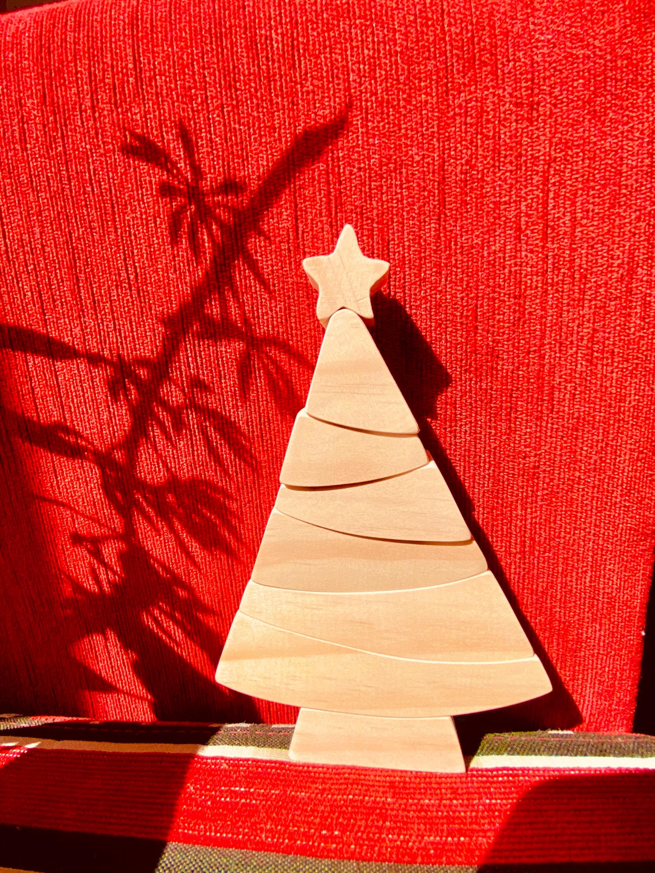 8-piece christmas tree puzzle: wooden stacker puzzle for festive holiday activities and decor.
