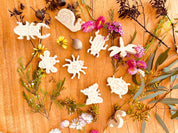 wooden bug toy set: 9-piece collection of wooden insects for nature-themed play.