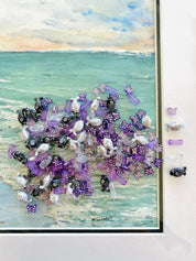 Purple flowers and round beads floral craft bead set, perfect for creative projects.

