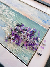 Purple and silver butterfly beads with purple crystals or black, white, and silver fish beads with clear crystals, an elegant ocean bead set.