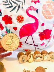 flamingo fun stamp set: 7-piece nature-inspired stamp set with a flamingo theme.