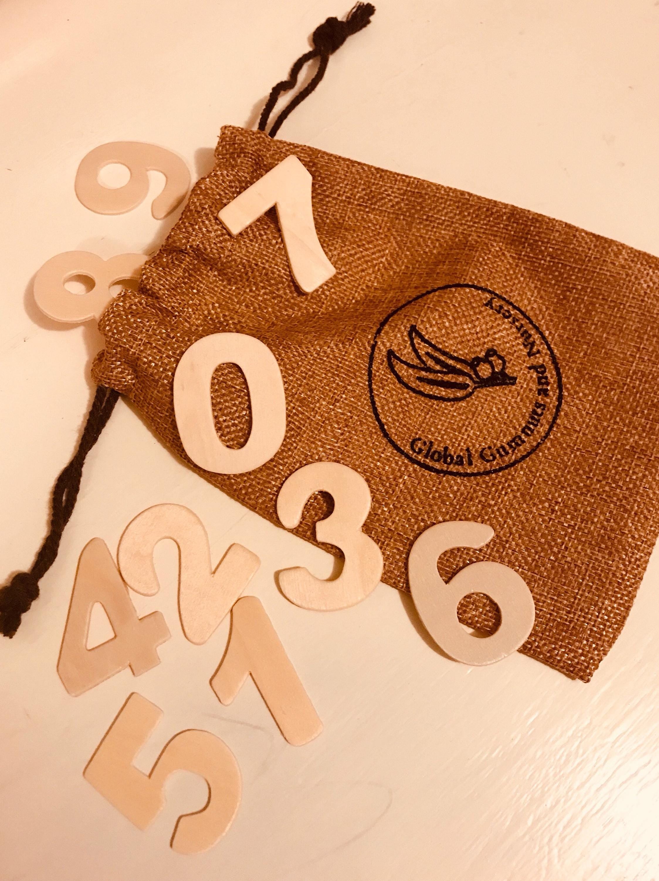 wooden number set: 10-piece wooden number set for learning and crafting.