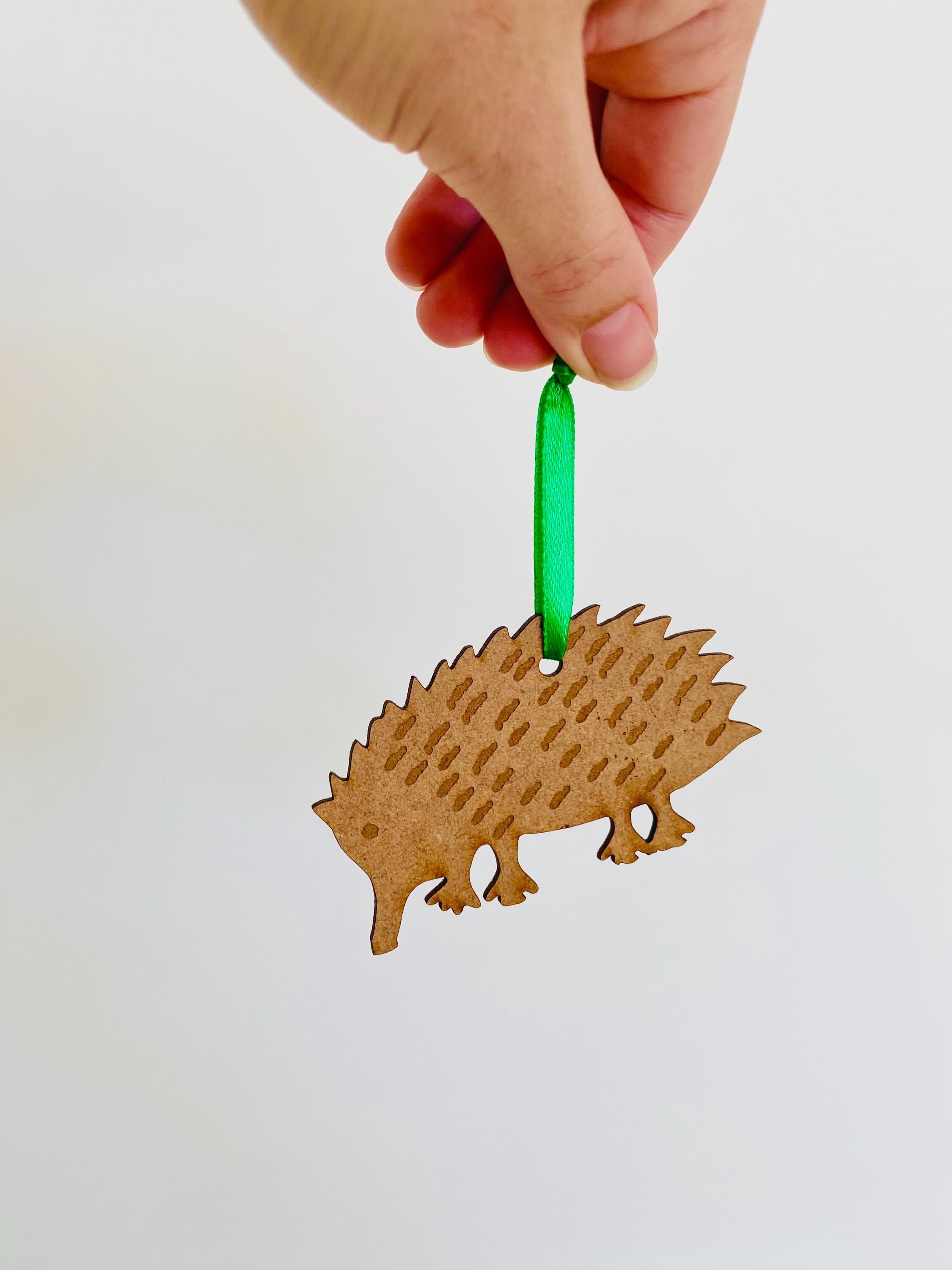 Echidna Australian Christmas Ornament: Handcrafted wooden echidna Christmas tree ornament, inspired by Australia's native wildlife.