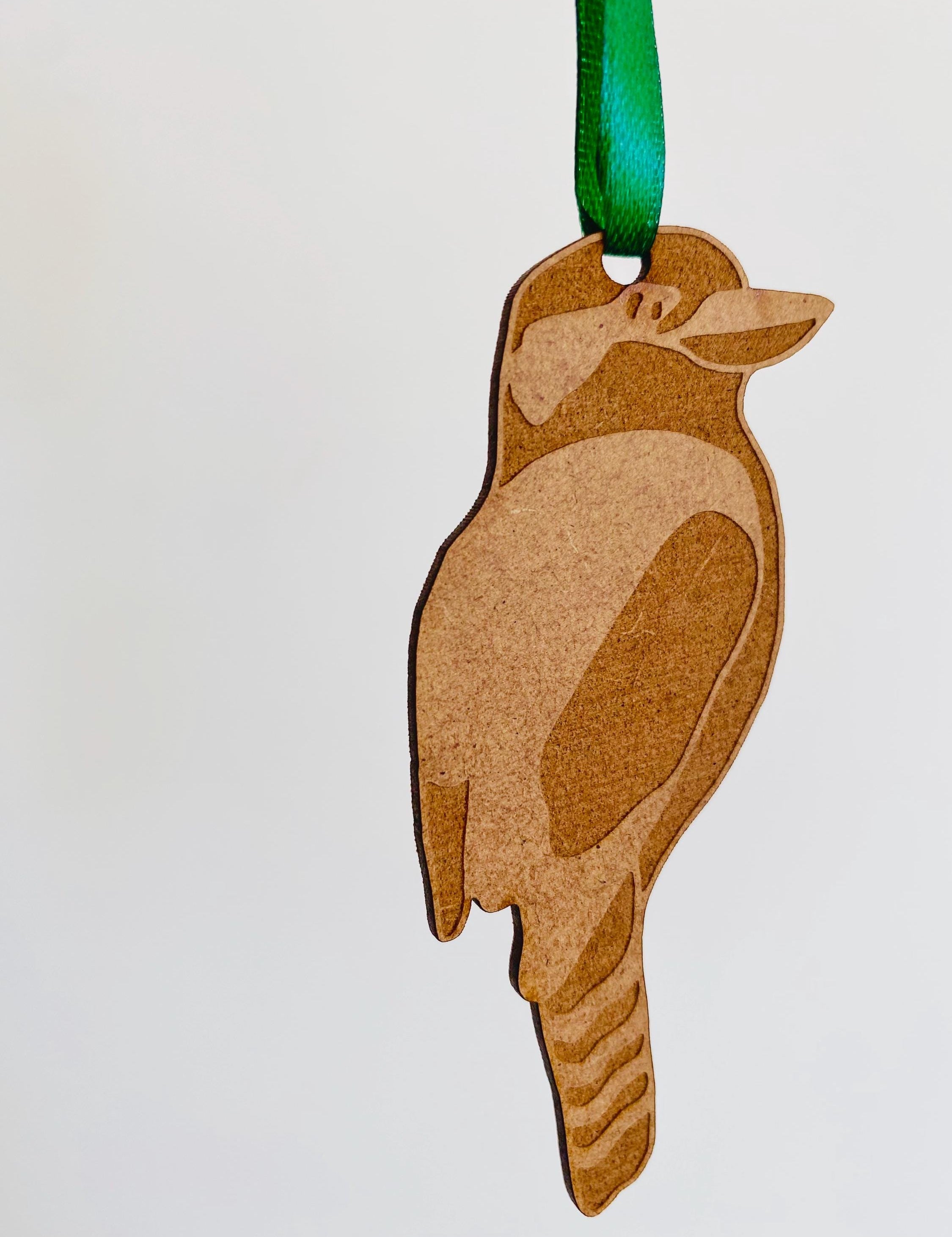 Kookaburra Ornament: Wooden Christmas ornament featuring an Australian kookaburra.