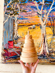 natural wooden stacker: customizable stacker with a personalized name option.