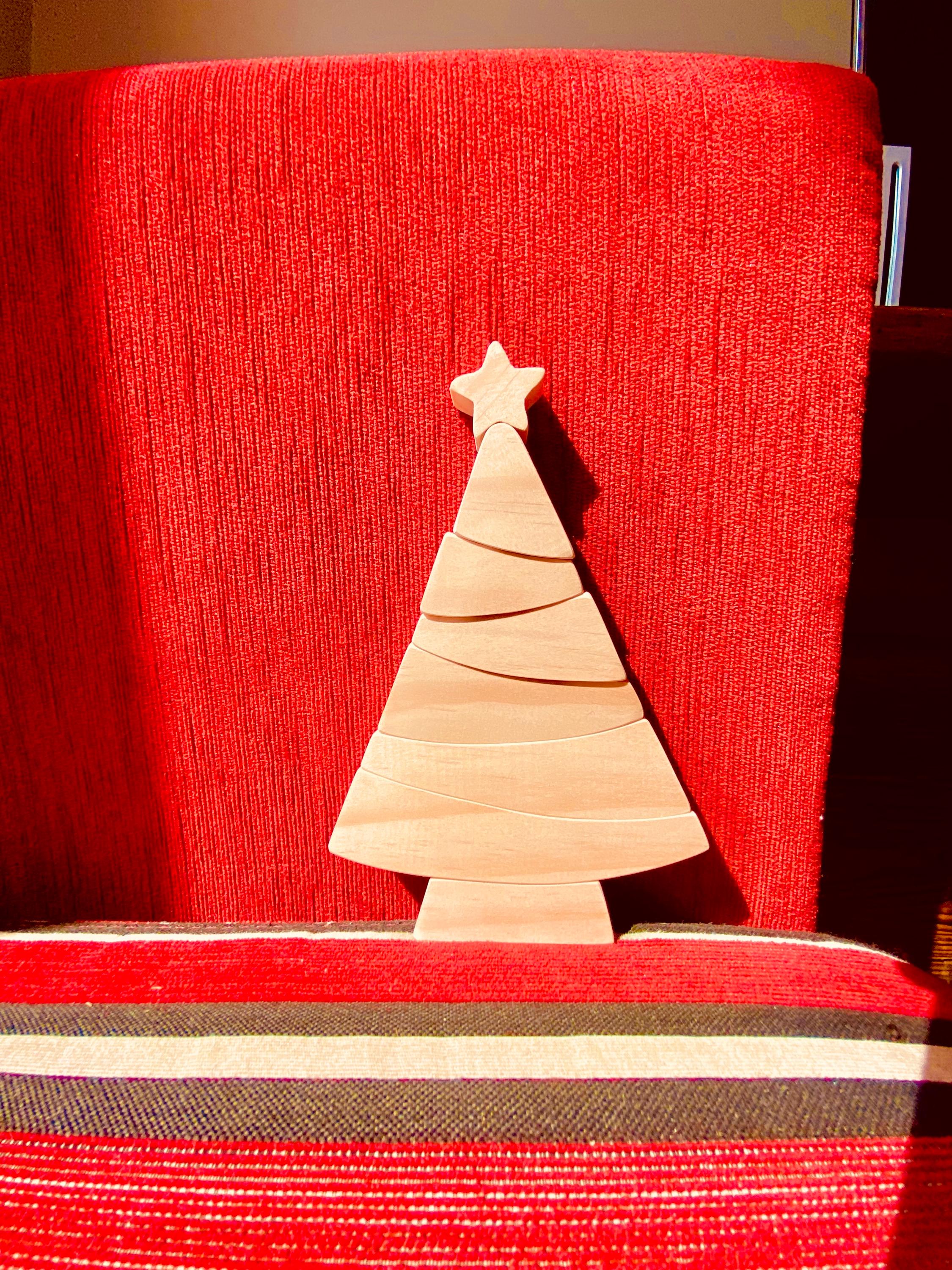 8-piece christmas tree puzzle: wooden stacker puzzle for festive holiday activities and decor.