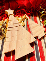 8-piece christmas tree puzzle: wooden stacker puzzle for festive holiday activities and decor.