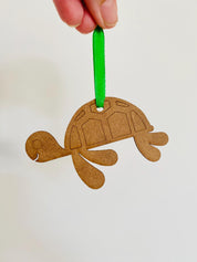 Turtle Australian Christmas Ornament: Handcrafted wooden turtle ornament for Christmas decor, celebrating native Australian wildlife.