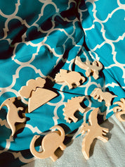 wooden dinosaur set: 10-piece wooden dinosaur set for prehistoric play.
