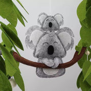 Handcrafted koala baby mobile with an Australian theme, a unique nursery decor piece for newborns.